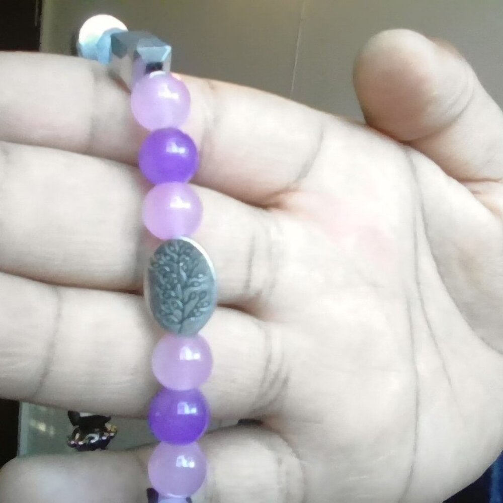 purple necklace and braclets set